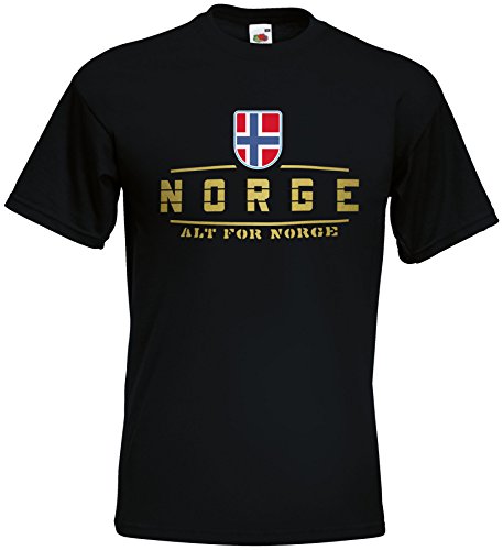 Norwegen Norge EM T-Shirt 2021 Fanshirt Schwarz XXL von AkyTEX