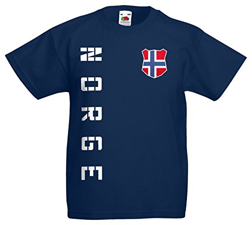 Norwegen Norge Kinder-Shirt Name Nummer Trikot EM-2021 Navyblau 128 von AkyTEX