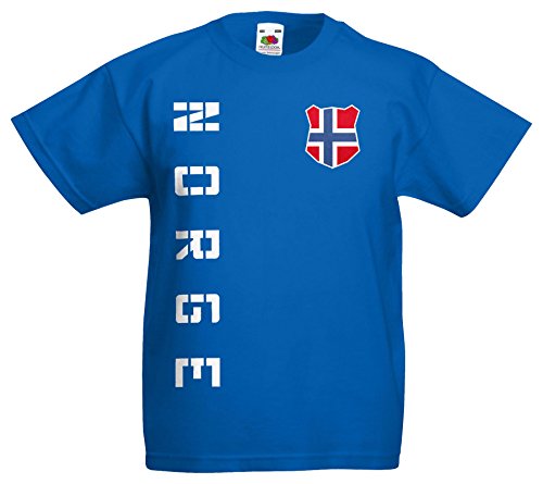 Norwegen Norge Kinder-Shirt Name Nummer Trikot EM-2021 Royalblau 128 von AkyTEX