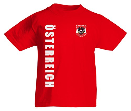 Österreich Austria EM-2020 Kinder T-Shirt Wunschname Nummer Rot 140 von AkyTEX