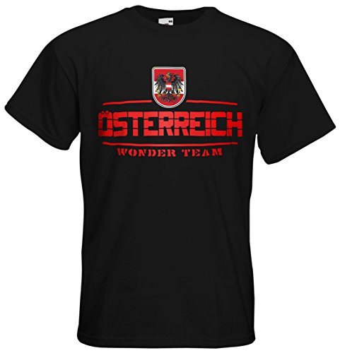 Österreich Austria T-Shirt Fanshirt Nation EM-2021 Schwarz XL von AkyTEX