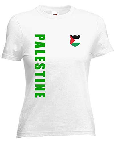 Palästina Palestine WM-2022 Damen T-Shirt Wunschname Nummer Weiß M von AkyTex