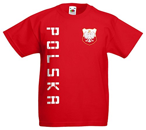 Polen Polska Kinder-Shirt Name Nummer Trikot EM-2021 Rot 128 von AkyTEX
