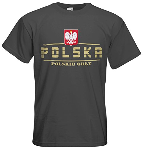 Polen Polska T-Shirt Fanshirt Nation EM-2021 Graphit XL von AkyTEX