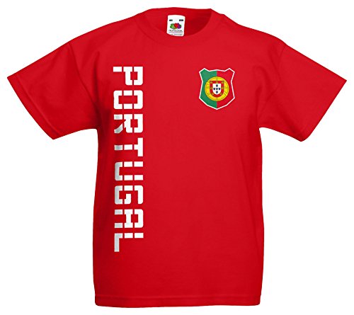 Portugal Kinder-Shirt Name Nummer Trikot EM-2021 Rot 152 von AkyTEX