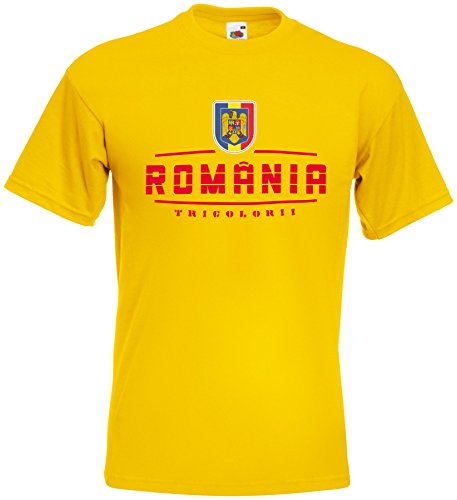 Rumänien Romania EM T-Shirt 2021 Fanshirt Gelb XXL von AkyTEX