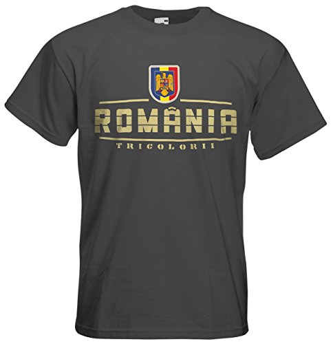 Rumänien Romania T-Shirt Fanshirt Nation EM-2021 Graphit M von AkyTEX