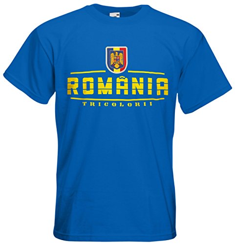 Rumänien Romania T-Shirt Fanshirt Nation EM-2021 Royalblau L von AkyTEX