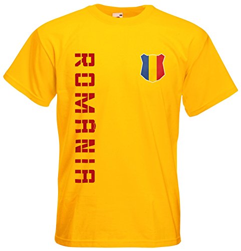 Rumänien Romania T-Shirt Trikot Basic EM-2021 Gelb S von AkyTEX