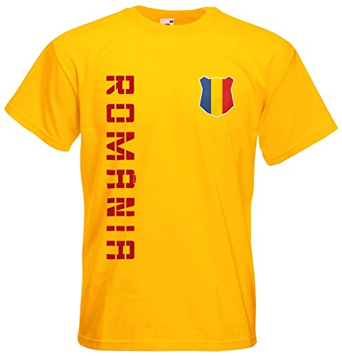 Rumänien Romania T-Shirt Trikot Basic EM-2021 Gelb XXL von AkyTEX