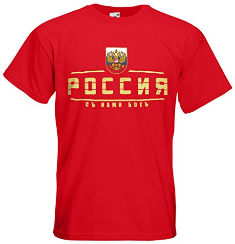 Russland Russia T-Shirt Fanshirt Nation EM-2021 Rot L von AkyTEX