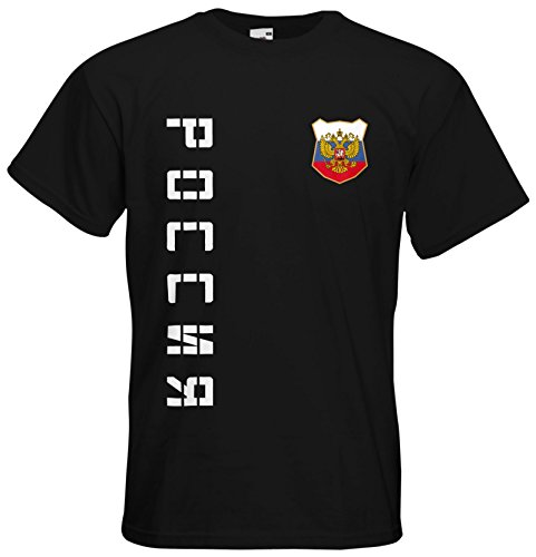 Russland Russia T-Shirt Trikot Basic EM-2021 Schwarz XL von AkyTEX