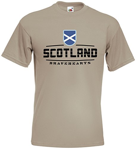 Schottland Scotland EM T-Shirt 2021 Fanshirt Khaki XL von AkyTEX