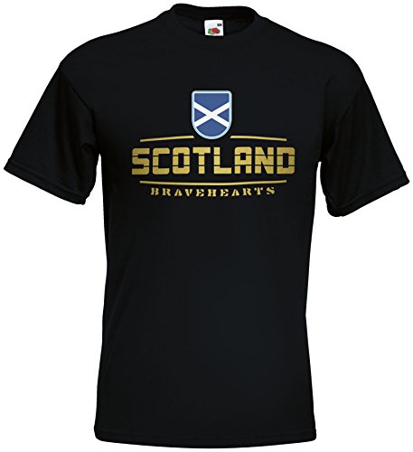 Schottland Scotland EM T-Shirt 2021 Fanshirt Schwarz XXL von AkyTEX
