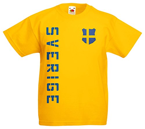 Schweden Sverige Kinder-Shirt Name Nummer Trikot EM-2021 Gelb 128 von AkyTEX