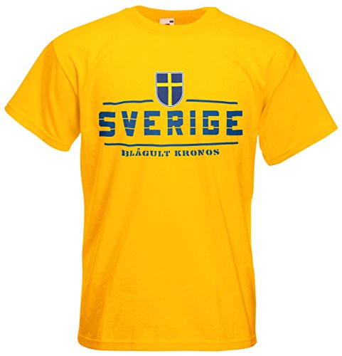 Schweden Sverige T-Shirt Fanshirt Nation EM-2021 Gelb L von AkyTEX