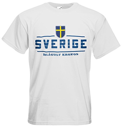 Schweden Sverige T-Shirt Fanshirt Nation EM-2021 Weiß M von AkyTEX