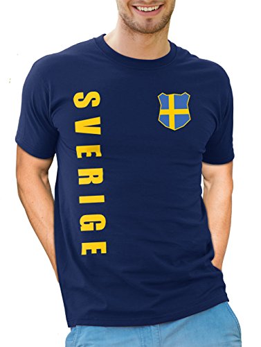 Schweden Sverige T-Shirt Wunschname Nummer EM-2021 Trikot Navyblau XXL von AkyTEX