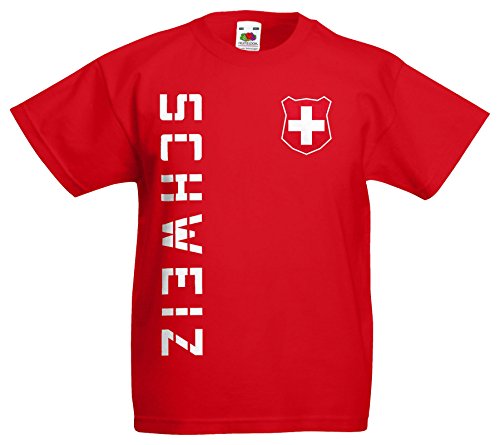 Schweiz Kinder-Shirt Name Nummer Trikot EM-2021 Rot 116 von Akytex