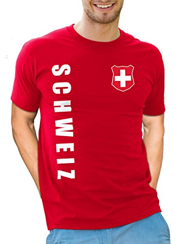 Schweiz Suisse T-Shirt Wunschname Nummer EM-2021 Trikot Rot L von AkyTEX