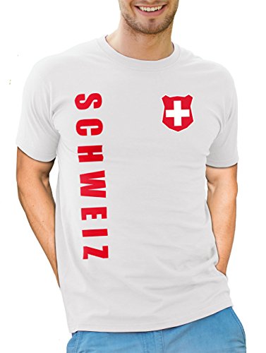 Schweiz Suisse T-Shirt Wunschname Nummer EM-2021 Trikot Weiß L von AkyTex