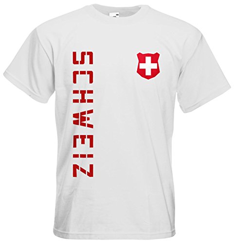 Schweiz T-Shirt Trikot Basic EM-2021 Weiß M von AkyTEX