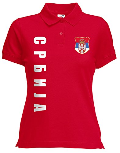 Serbien Srbija Damen Polo-Shirt Name Nummer EM-2021 Trikot Rot M von AkyTex