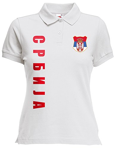 Serbien Srbija Damen Polo-Shirt Name Nummer EM-2021 Trikot Weiß M von AkyTex