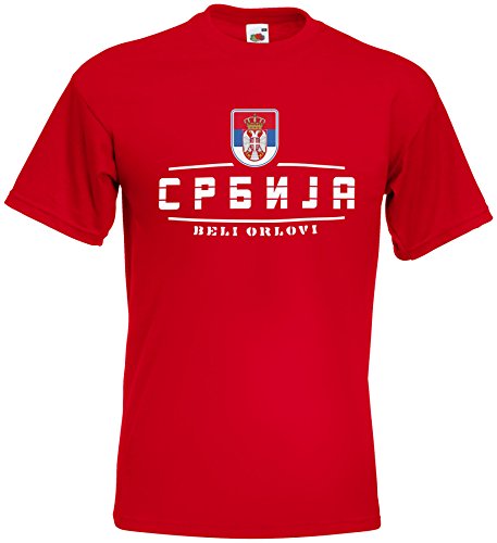 Serbien Srbija EM T-Shirt 2021 Fanshirt Rot L von AkyTEX