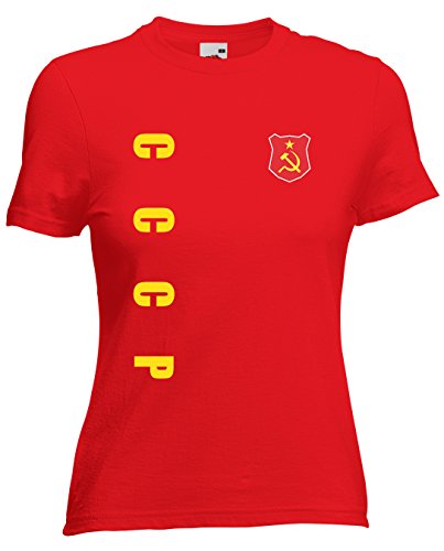 Sowjetunion CCCP EM-2020 Damen T-Shirt Wunschname Nummer Rot M von AkyTEX