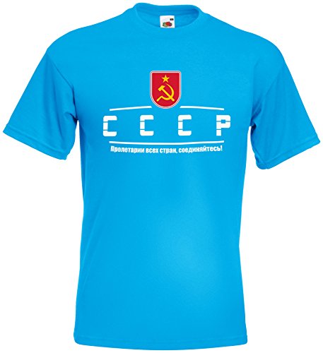 Sowjetunion CCCP EM T-Shirt 2021 Fanshirt Azurblau M von AkyTEX