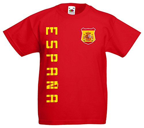 Spanien Espana Kinder-Shirt Name Nummer Trikot EM-2021 Rot 140 von AkyTEX