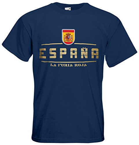 Spanien Espana T-Shirt Fanshirt Nation EM-2021 Navyblau XL von AkyTEX