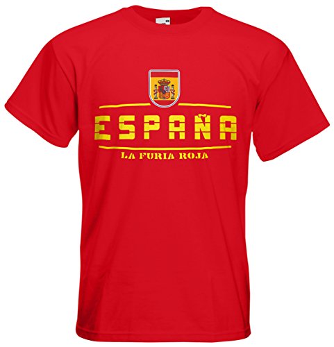 Spanien Espana T-Shirt Fanshirt Nation EM-2021 Rot XXL von AkyTEX