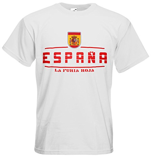 Spanien Espana T-Shirt Fanshirt Nation EM-2021 Weiß S von AkyTEX