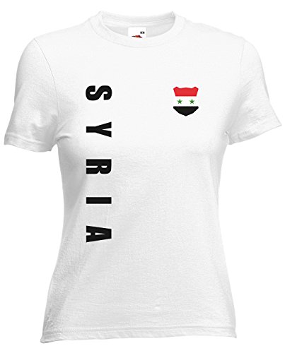Syrien Syria WM-2022 Damen T-Shirt Wunschname Nummer Weiß M von AkyTex