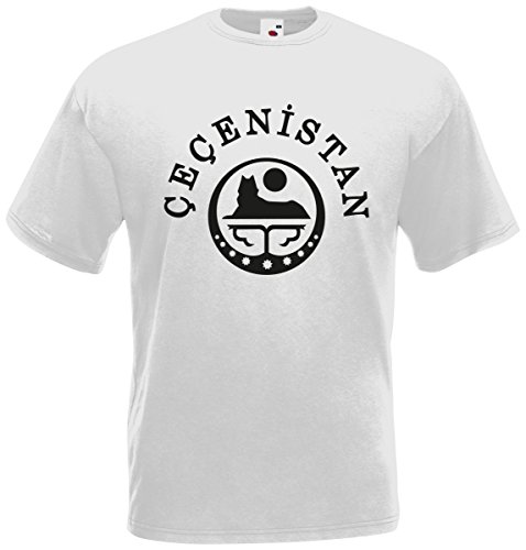 Tschetschenien Cecenistan T-Shirt Fanshirt (Weiß, M) von AkyTEX