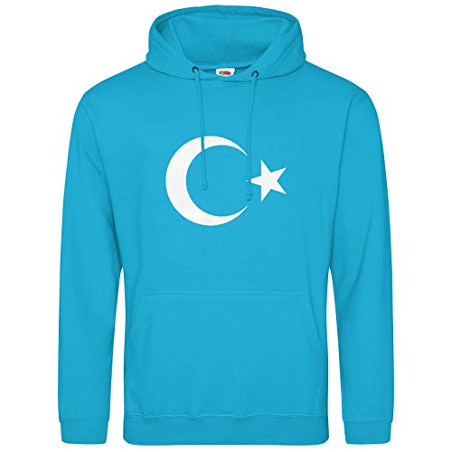 Türk Hoodie Türkei Türkiye Ayyildiz Kurt Kapuzenpullover Hoody (Azurblau, M) von AkyTEX