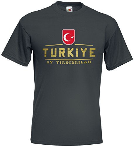 Türkei Türkiye EM T-Shirt 2021 Fanshirt Graphit L von AkyTEX