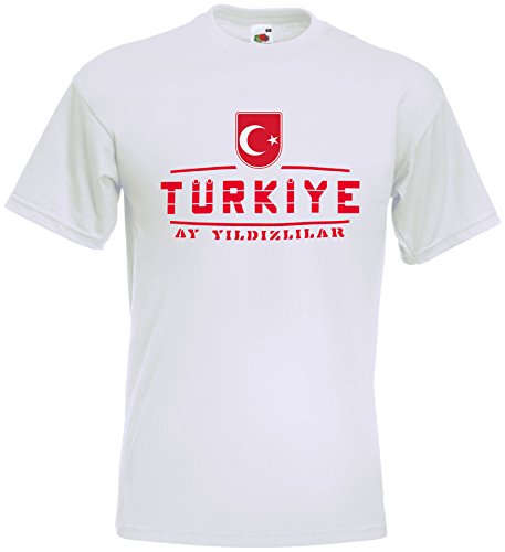 Türkei Türkiye EM T-Shirt 2021 Fanshirt Weiß XXL von AkyTEX