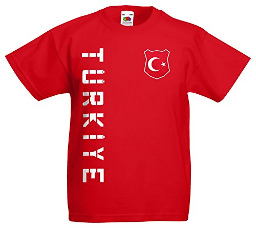 Türkei Türkiye Kinder-Shirt Name Nummer Trikot EM-2021 Rot 128 von AkyTEX