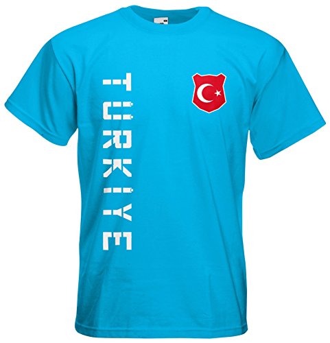 Türkei Türkiye T-Shirt Name Nummer Fanshirt Trikot EM-2021 Azurblau XXL von AkyTEX