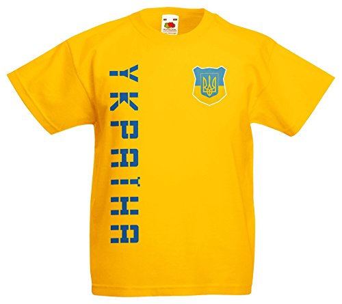 Ukraine Ukrajina Kinder-Shirt Name Nummer Trikot EM-2021 Gelb 128 von AkyTEX