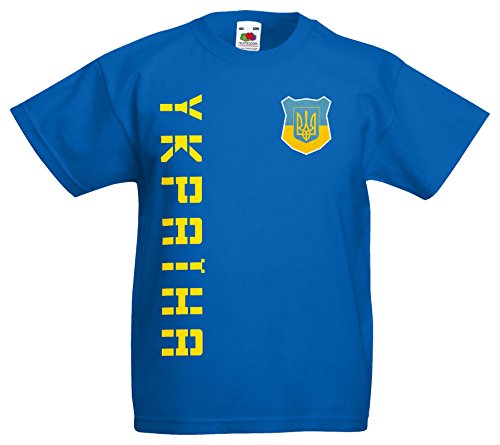 Ukraine Ukrajina Kinder-Shirt Name Nummer Trikot EM-2021 Royalblau 152 von AkyTEX