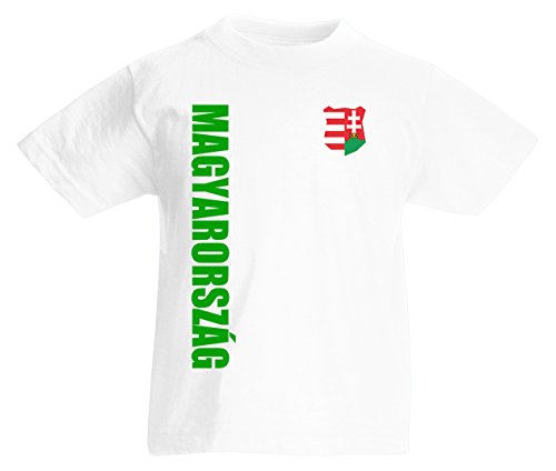 Ungarn Magyarorszag EM-2020 Kinder T-Shirt Wunschname Nummer Weiß 116 von AkyTEX