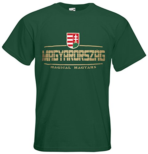 Ungarn Magyarorszag T-Shirt Fanshirt Nation EM-2021 Flaschengrün M von AkyTEX