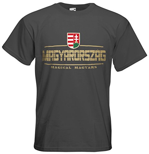 Ungarn Magyarorszag T-Shirt Fanshirt Nation EM-2021 Graphit L von AkyTEX