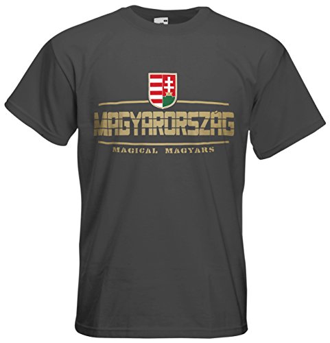 Ungarn Magyarorszag T-Shirt Fanshirt Nation EM-2021 Graphit XXL von AkyTEX