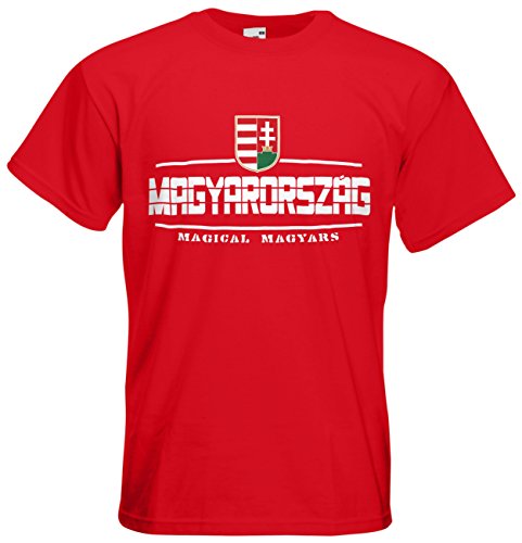 Ungarn Magyarorszag T-Shirt Fanshirt Nation EM-2021 Rot L von AkyTEX