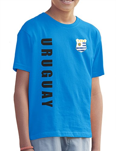 Uruguay Kinder T-Shirt Name Nummer WM-2022 Trikot Azurblau 140 von AkyTex